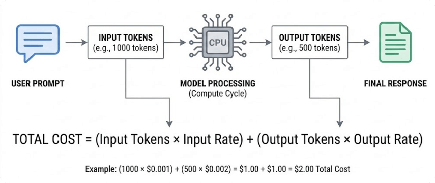 Token cost breakdown for LLM API pricing models