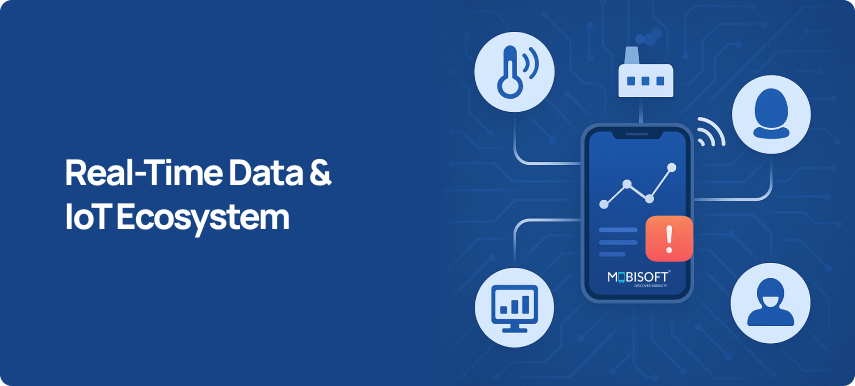 Real-Time Data and IoT Ecosystem Real-time data and IoT ecosystem integrated through mobile app development services