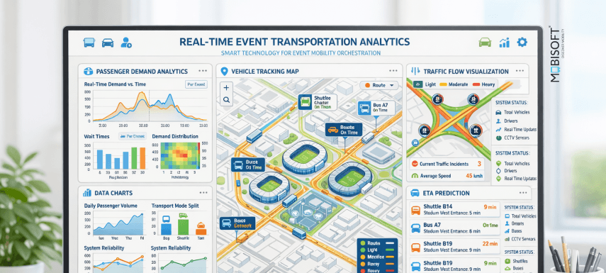 Real-time event transportation analytics for event mobility orchestration