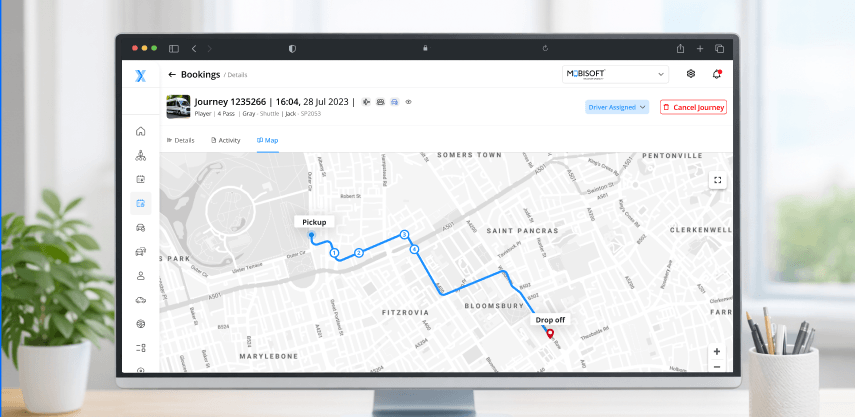 Shuttle dispatch control dashboard with live fleet tracking