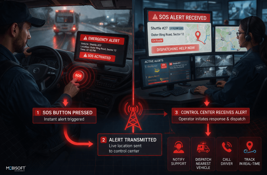 SOS Emergency System for Event Vehicles SOS emergency button and panic alert system for transportation safety