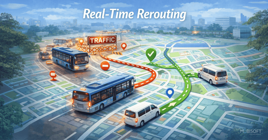traffic management in corporate event transportation using route optimization software and real time tracking
