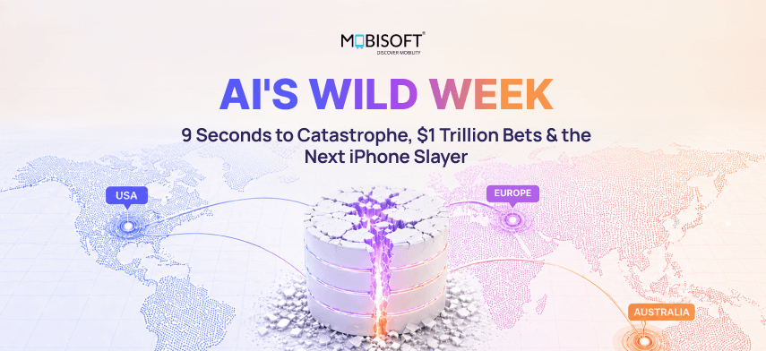 AI tech news showing database failure, $1 trillion valuation surge, and next-gen smartphone disruption trends