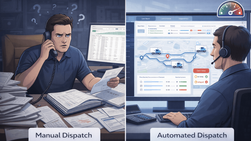 manual vs automated dispatching software comparison in trucking operations