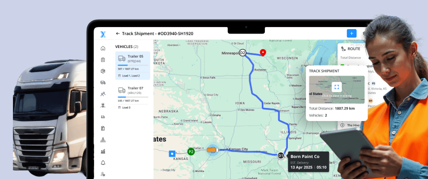 real time fleet tracking dashboard in trucking dispatch software system
