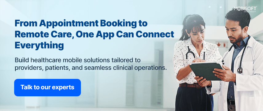 AI healthcare app connecting appointment booking remote care and patient engagement