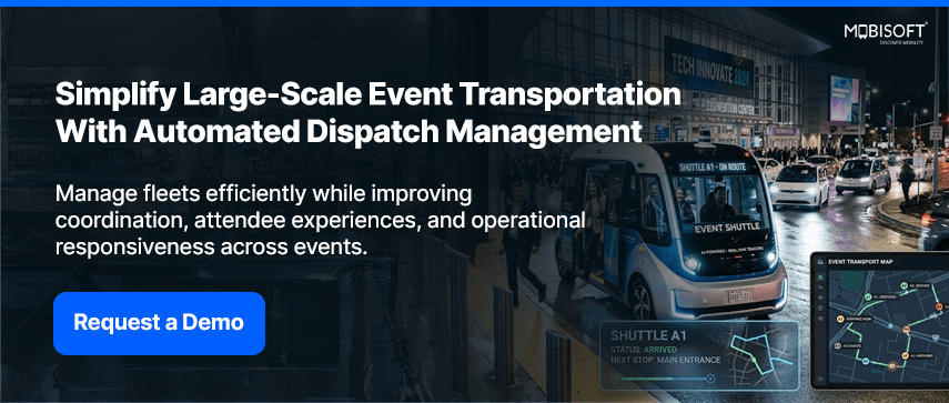 Automated Event Transportation Dispatch Management Automated dispatch management solution for large-scale event transportation and attendee mobility coordination