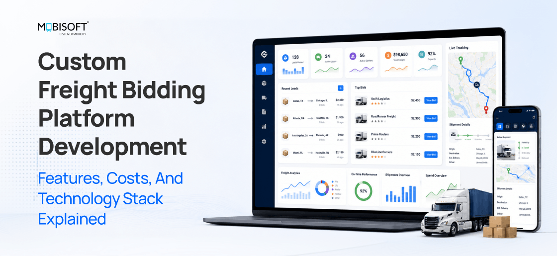 Freight bidding platform development dashboard for digital freight marketplace and carrier bidding management