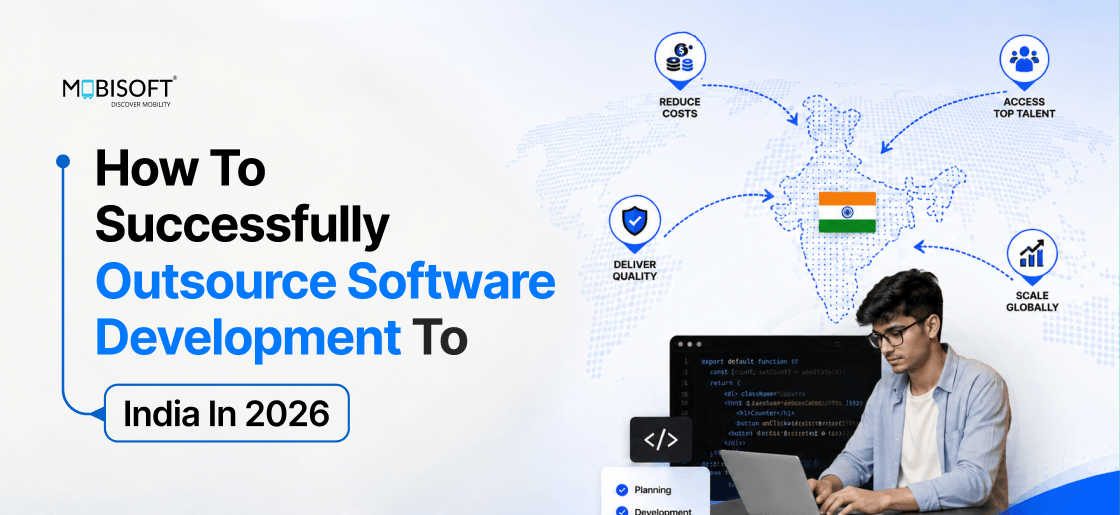 Teams collaborating on software development outsourcing projects with offshore developers in India.