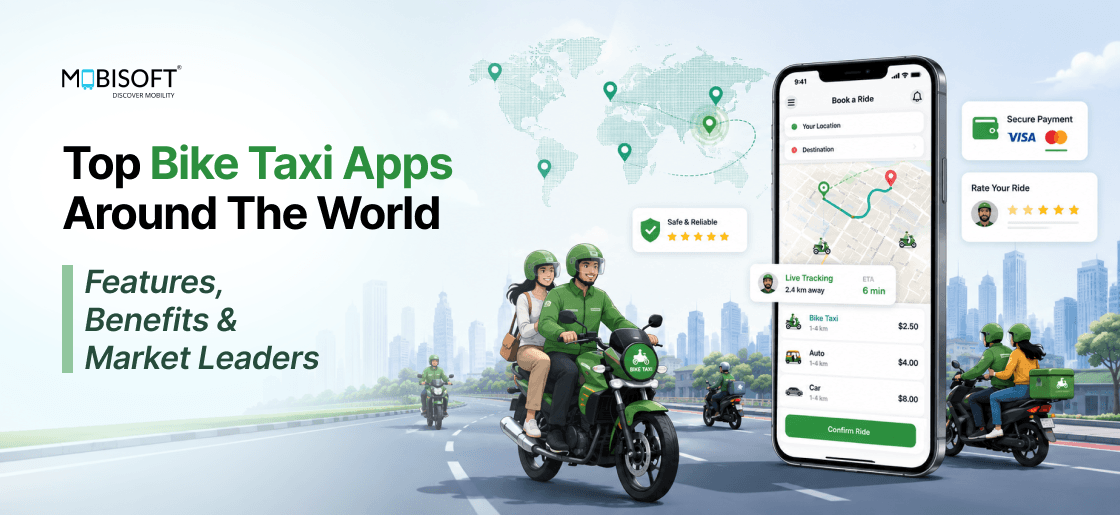 Top bike taxi apps with GPS tracking and live ride tracking.