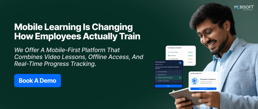 Mobile Learning Is Changing How Employees Actually Train Employees completing compliance training on a mobile learning platform